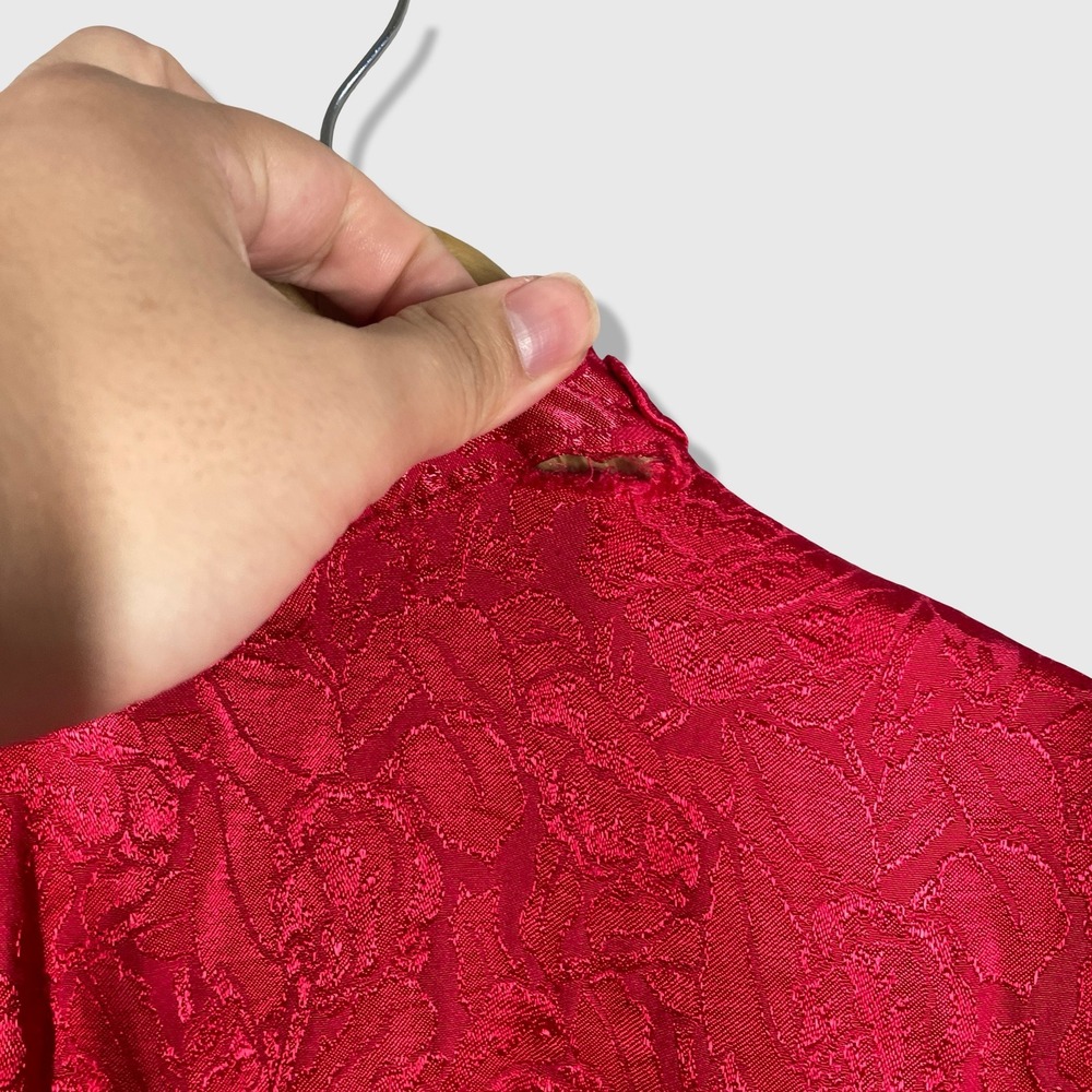 New Frontier Maxi Dress Women Size 3 Red Vintage Jacquard Coquette Goth Romantic - Picture 6 of 10